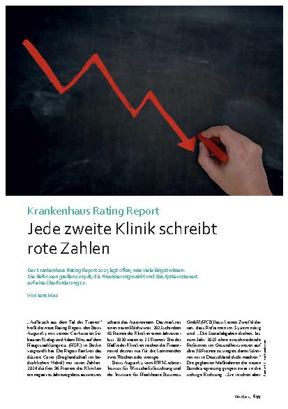 Vorschauseite 1: Krankenhaus Rating Report Jede zweite Klinik schreibt rote Zahlen