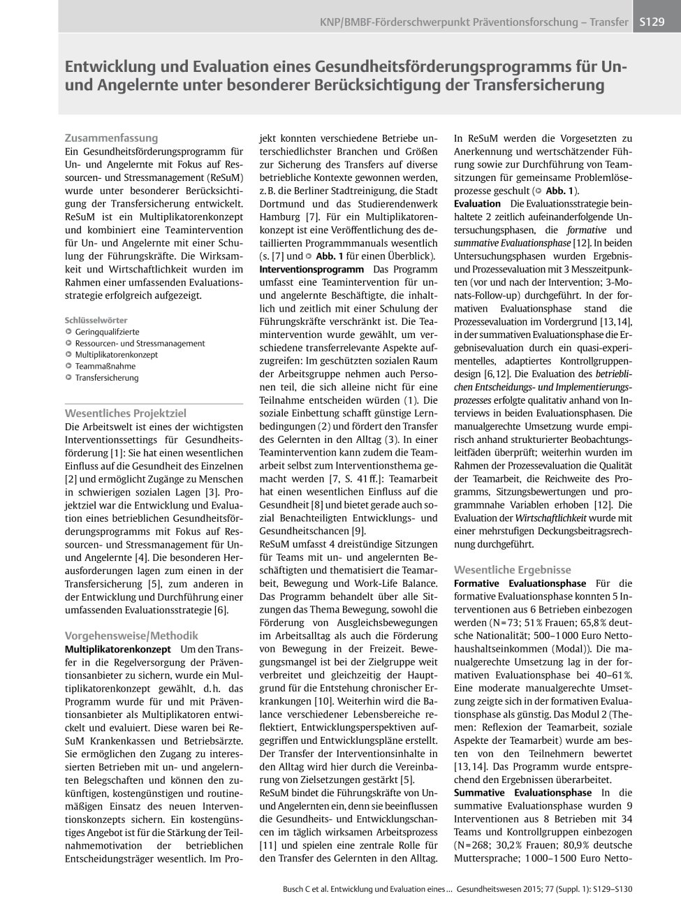 Vorschauseite 1: Entwicklung und Evaluation eines Gesundheitsförderungsprogramms für Unund Angelernte unter besonderer Berücksichtigung der Transfersicherung