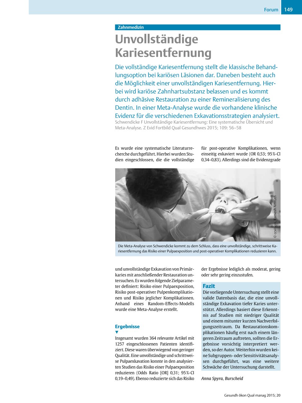 Vorschauseite 1: Zahnmedizin – Unvollständige Kariesentfernung