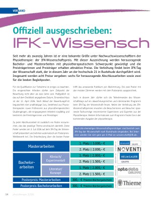 Vorschauseite 1: Offiziell ausgeschrieben: IFK-Wissenschaftspreis 2026