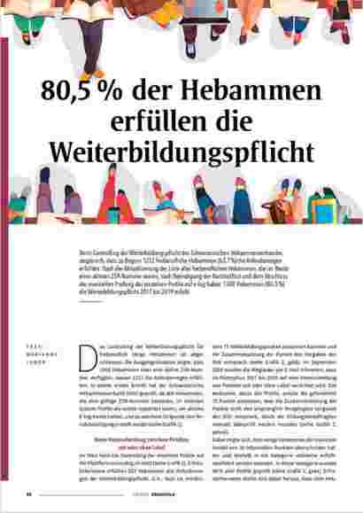 Vorschauseite 1: 80,5 % der Hebammen erfüllen die Weiterbildungspflicht.