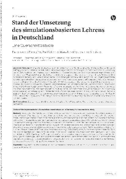 Vorschauseite 1: Stand der Umsetzung des simulationsbasierten Lernens in Deutschland