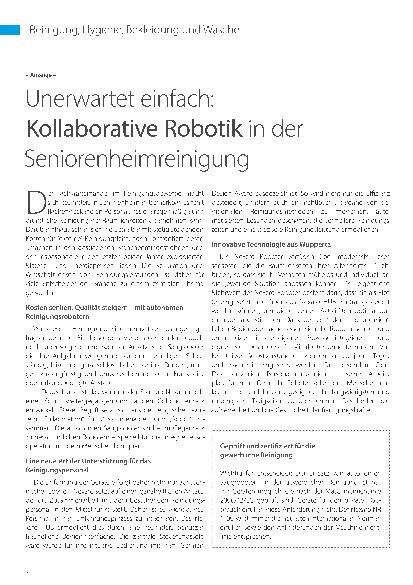 Vorschauseite 1: Unerwartet einfach: Kollaborative Robotik in der Seniorenheimreinigung