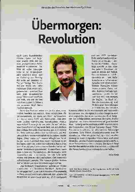 Vorschauseite 1: Einblicke des französischen Aktivisten Cyril Dion Übermorgen: Revolution