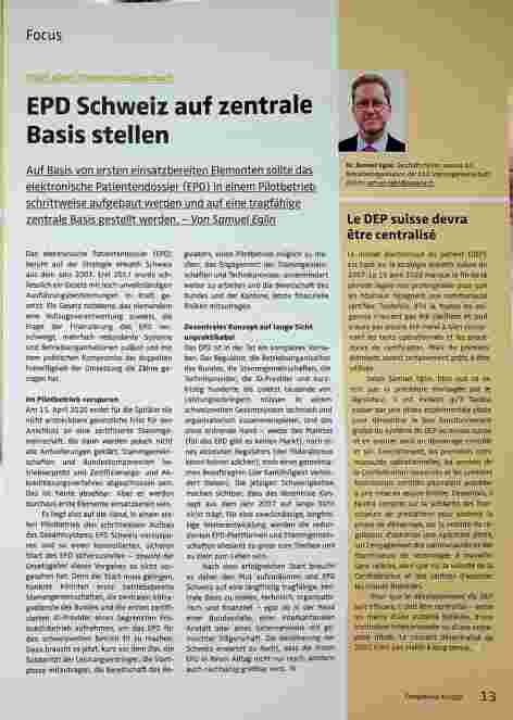Vorschauseite 1: EPD Schweiz auf zentrale Basis stellen