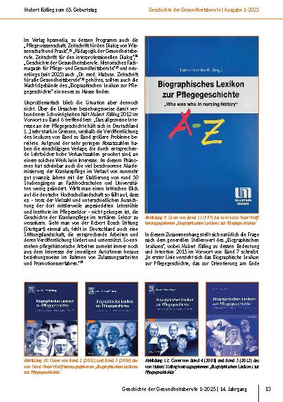 Vorschauseite 6: Pflegehistoriker mit Herzblut Dr. Hubert Kolling zum 65. Geburtstag
