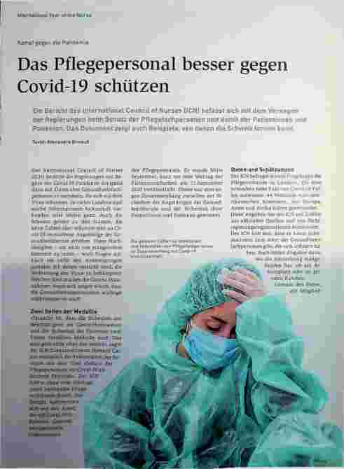 Vorschauseite 1: Das Pflegepersonal besser gegen Covid-19 schützen.