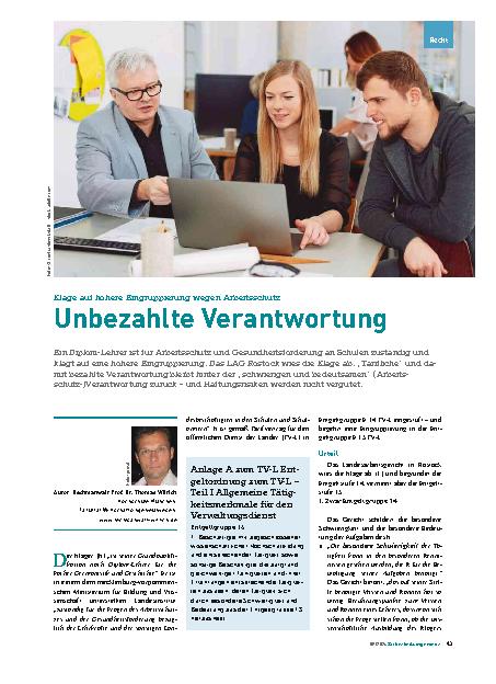 Vorschauseite 1: Klage auf höhere Eingruppierung wegen Arbeitsschutz Unbezahlte Verantwortung