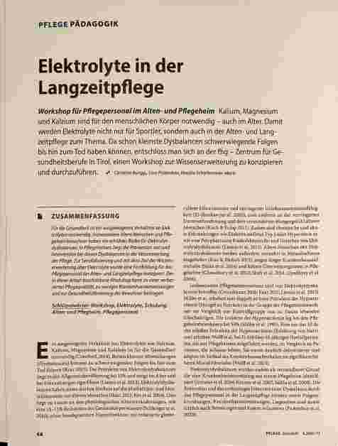 Vorschauseite 1: Elektrolyte in der Langzeitpflege
