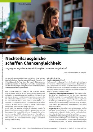 Vorschauseite 1: Nachteilsausgleiche schaffen Chancengleichheit Zugang zur Ergotherapieausbildung bei Unterstützungsbedarf
