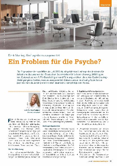 Vorschauseite 1: Desk Sharing: Umfragedaten ausgewertet. Ein Problem für die Psyche?