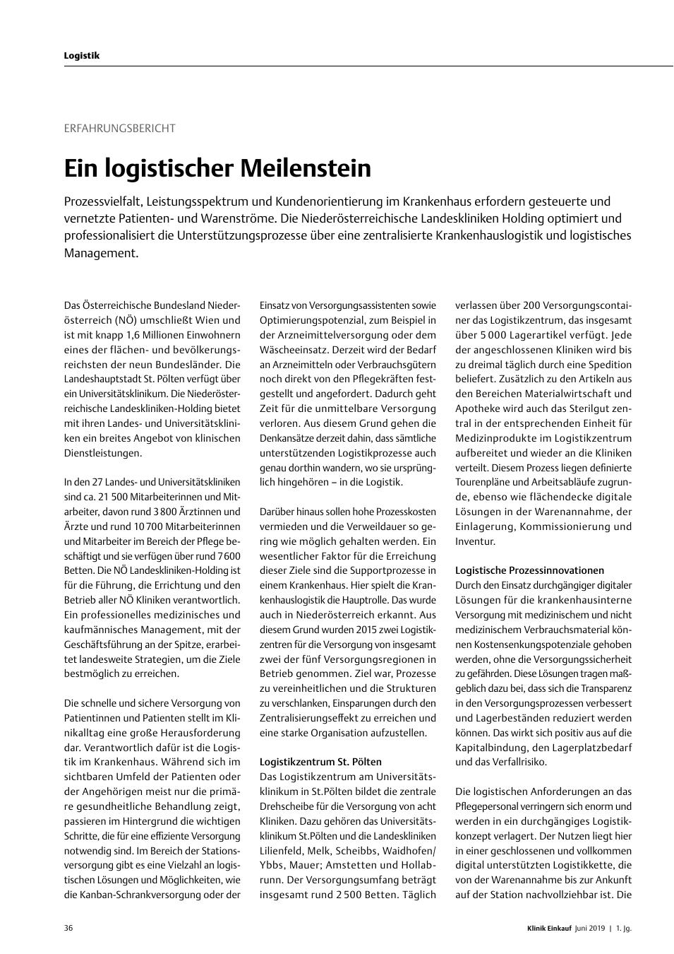 Vorschauseite 1: Erfahrungsbericht: Ein Logistischer Meilenstein