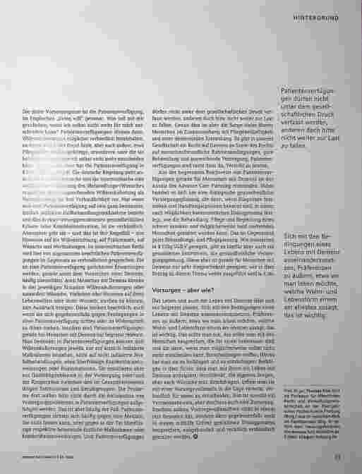 Vorschauseite 3: Vorsorgen) - aber wie? Ein nachdenklicher Überblick über (rechtliche) Vorsorgeoptionen