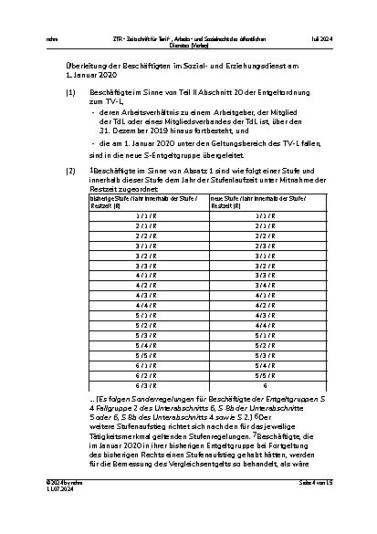 Vorschauseite 4: Tarifrecht Tatbestand – Beweiskraft – Entkräftung durch Sitzungsprotokoll – Überleitung in S-Entgelttabelle im Tarifbereich der TdL – Antragsrecht – Gleichheitsverstoß