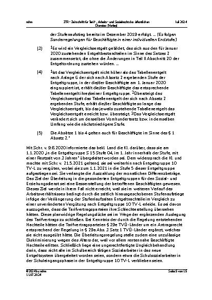 Vorschauseite 5: Tarifrecht Tatbestand – Beweiskraft – Entkräftung durch Sitzungsprotokoll – Überleitung in S-Entgelttabelle im Tarifbereich der TdL – Antragsrecht – Gleichheitsverstoß