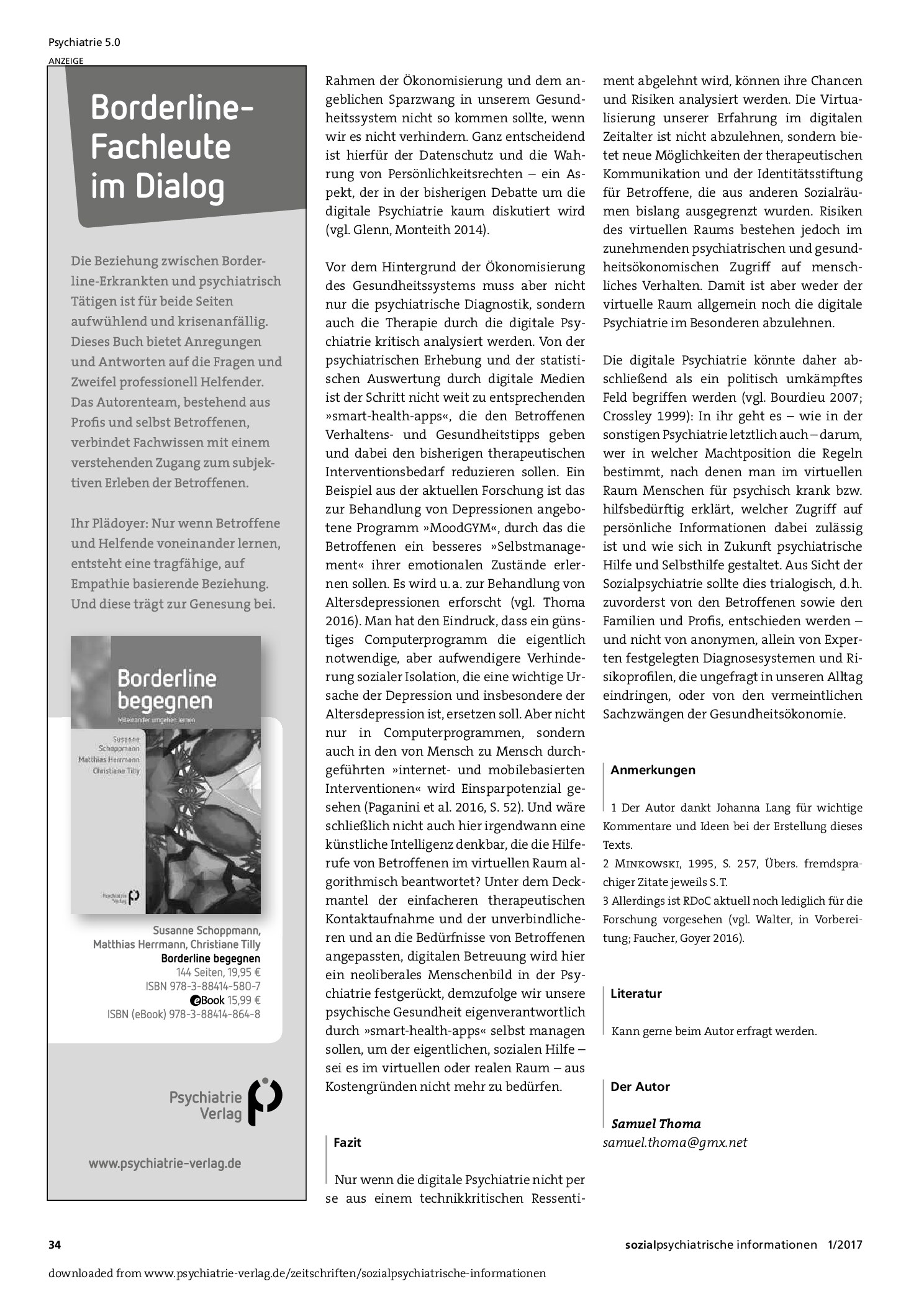 Vorschauseite 4: Virtualisierung ist nicht das Problem. Zu den eigentlichen Gefahren der digitalen Psychiatrie