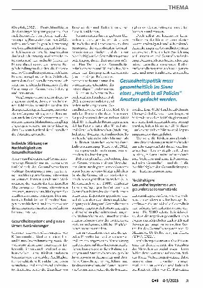 Vorschauseite 3: Nachhaltige Gesundheitssysteme in einer nachhaltigen Welt