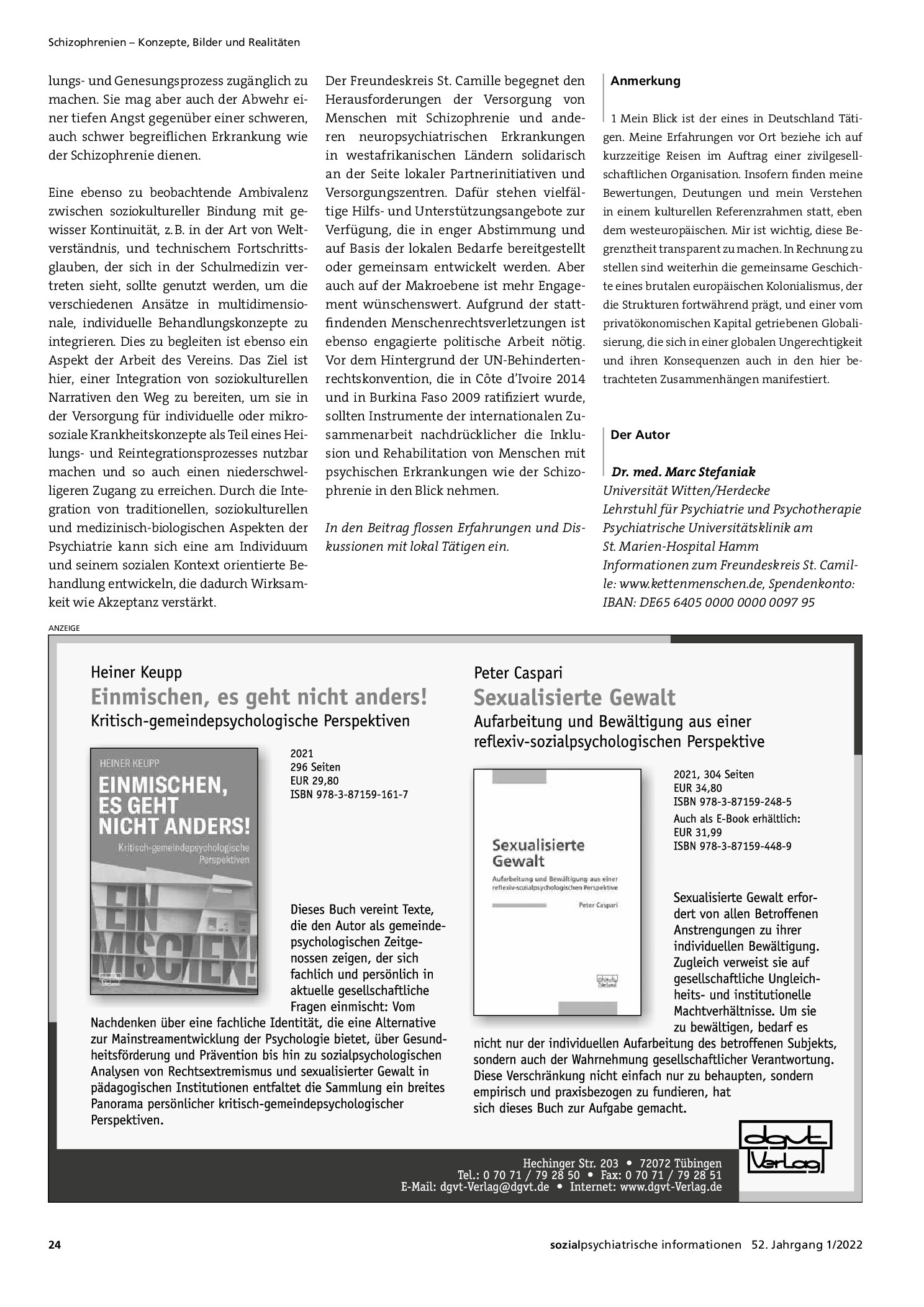 Vorschauseite 4: Zwischen den Welten. Schizophrenie in westafrikanischen Ländern