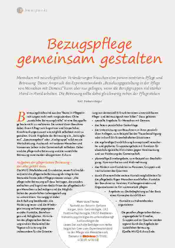 Vorschauseite 1: Bezugspflege gemeinsam gestalten