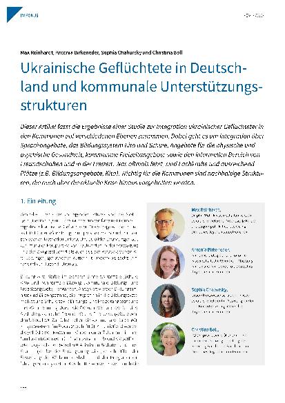 Vorschauseite 1: Ukrainische Geflüchtete in Deutschland und kommunale Unterstützungsstrukturen
