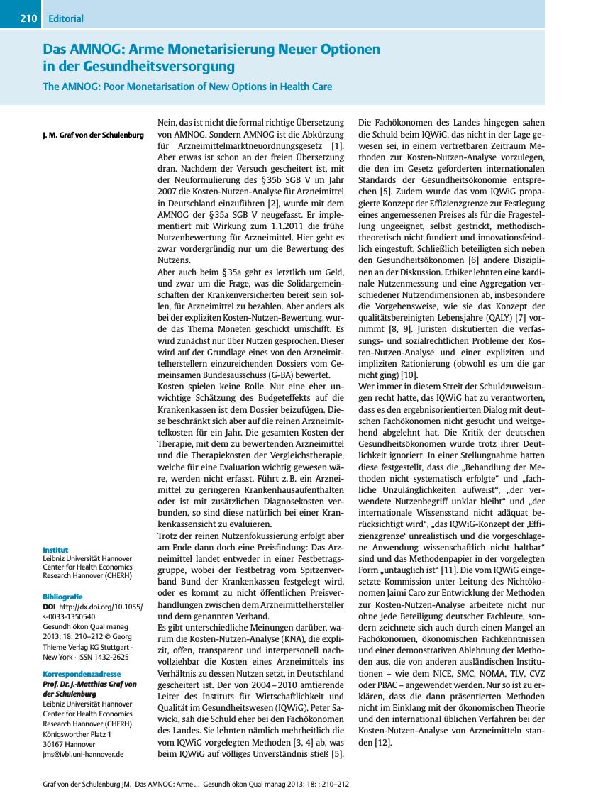 Vorschauseite 1: Das AMNOG: Arme Monetarisierung Neuer Optionen in der Gesundheitsversorgung