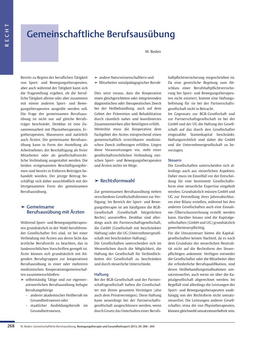 Vorschauseite 1: Gemeinschaftliche Berufsausübung