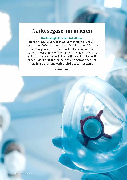Vorschauseite 1: Narkosegase minimieren Nachhaltigkeit in der Anästhesie