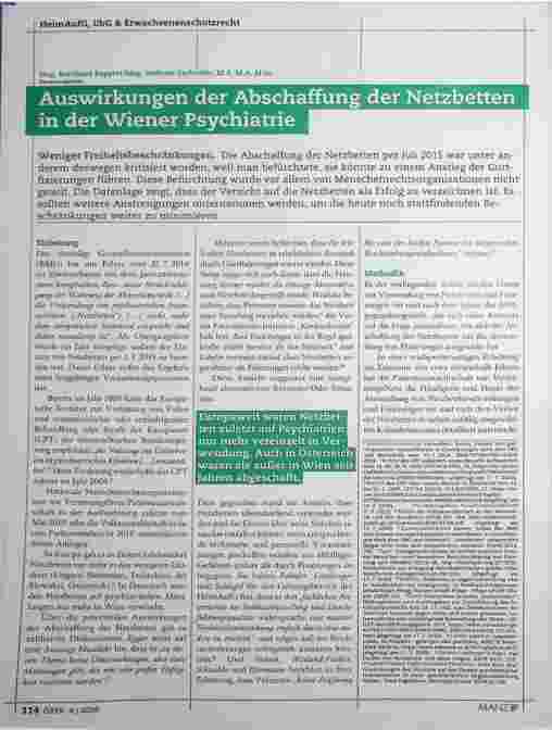 Vorschauseite 1: Auswirkungen der Abschaffung der Netzbetten in der Wiener Psychiatrie