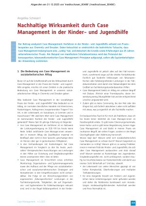 Vorschauseite 1: Nachhaltige Wirksamkeit durch Case Management in der Kinderund Jugendhilfe