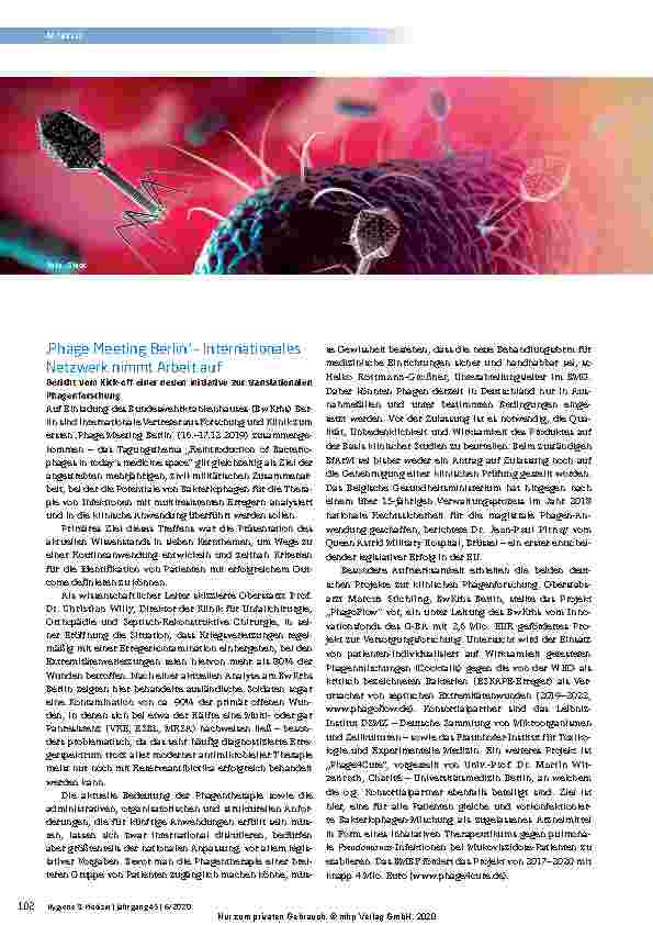 Vorschauseite 1: "Phage Meeting Berlin" – Internationales Netzwerk nimmt Arbeit auf