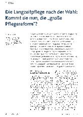Vorschauseite 1: Die Langzeitpflege nach der Wahl: Kommt sie nun, die „große Pflegereform“?