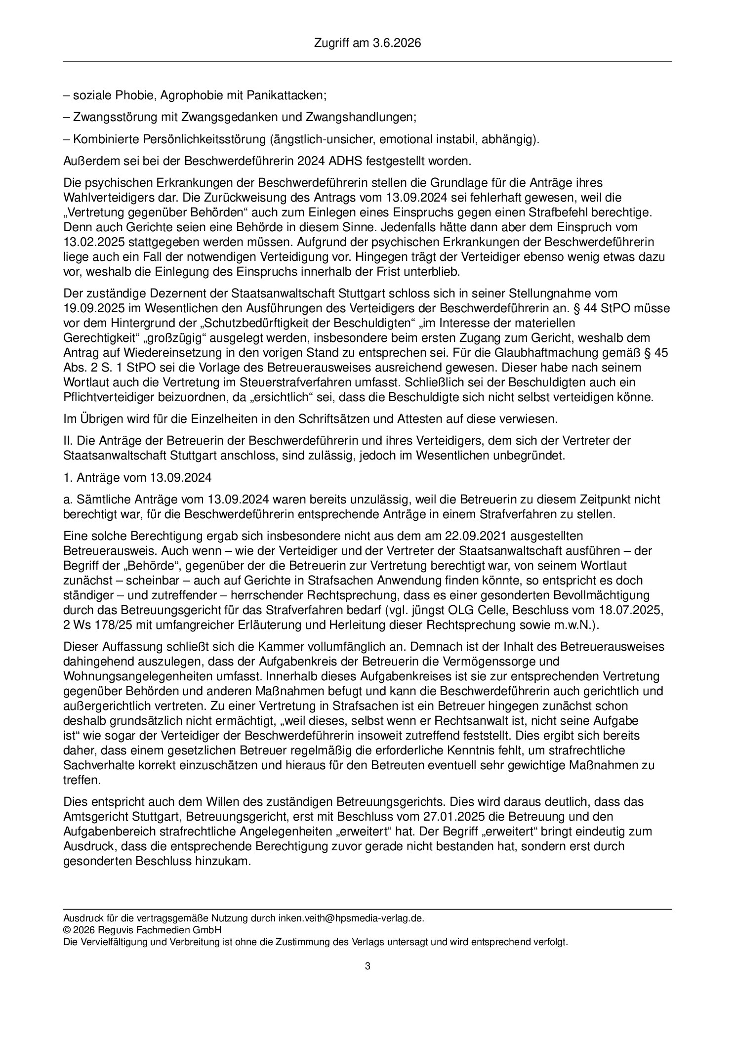 Vorschauseite 3: Zum Aufgabenkreis – § 1815 BGB