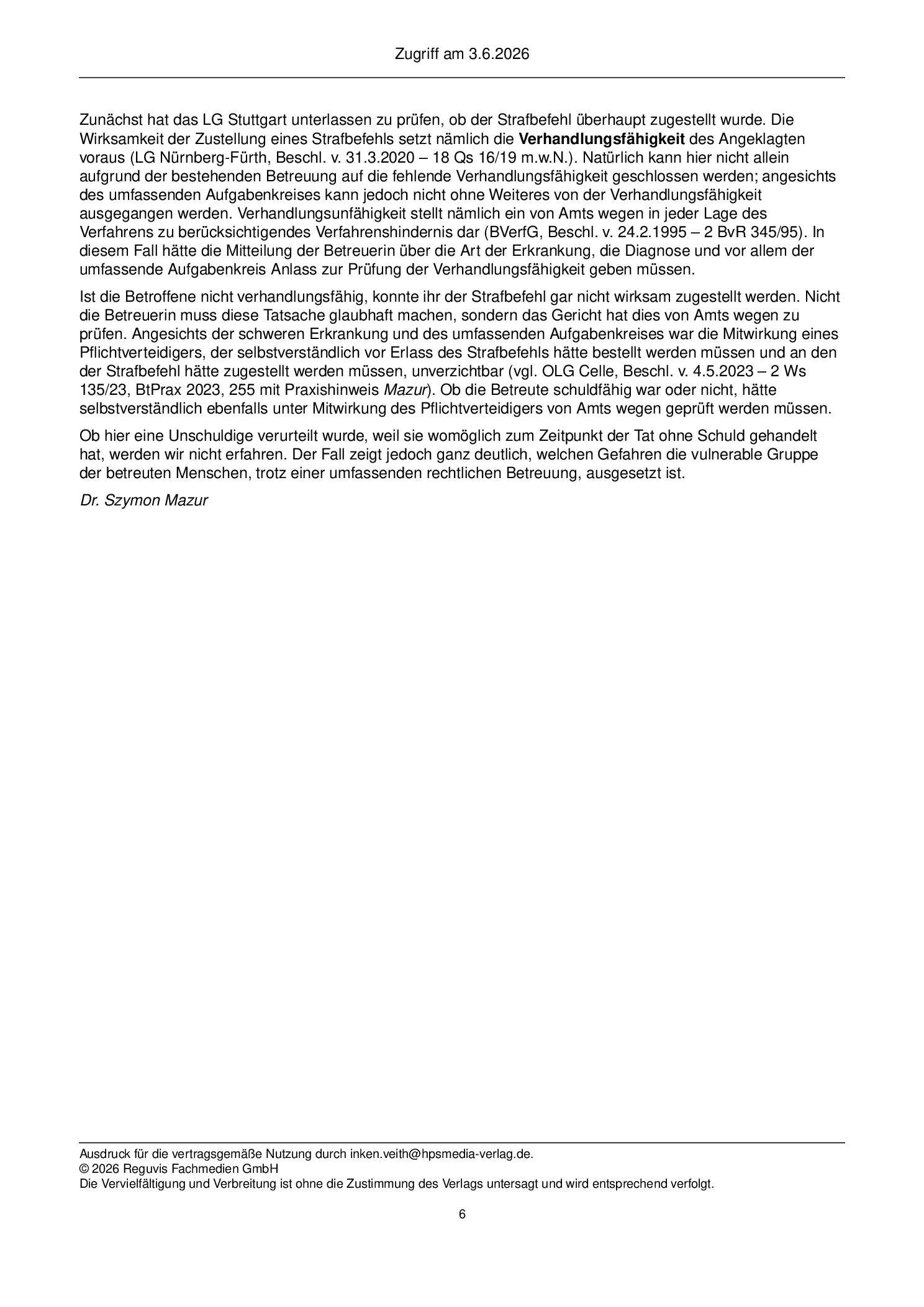 Vorschauseite 6: Zum Aufgabenkreis – § 1815 BGB