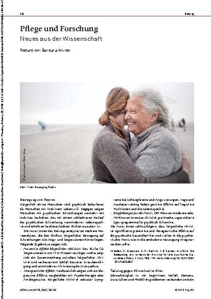 Vorschauseite 1: Pflege und Forschung Neues aus der Wissenschaft