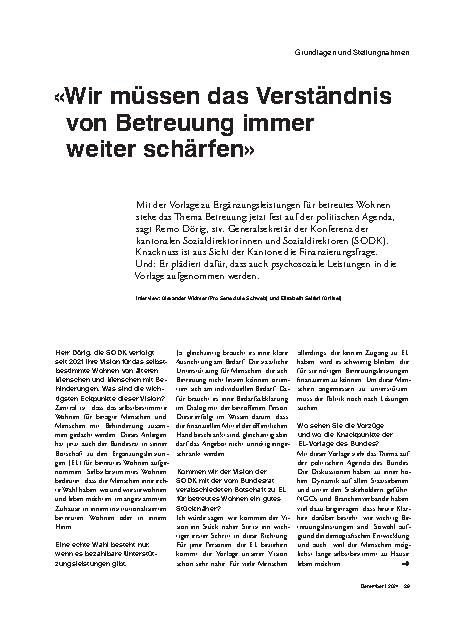 Vorschauseite 1: "Wir müssen das Verständnis von Betreuung immer weiter schärfen. "