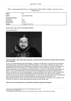 Vorschauseite 1: Interview mit Jens-Christian Mohr