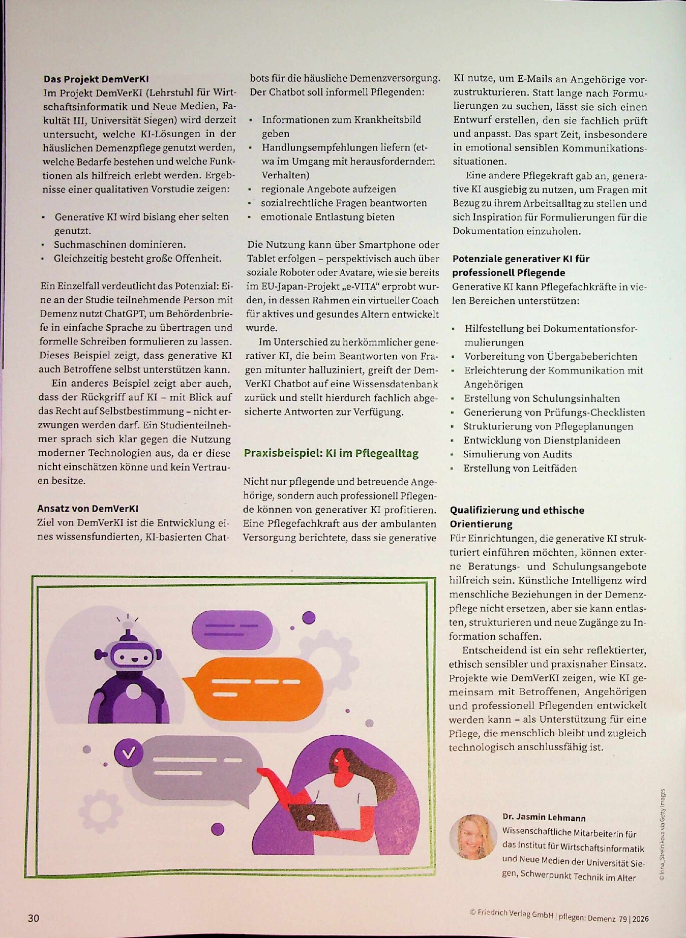 Vorschauseite 3: KI in der Demenzpflege. Chancen, ethische Fragen und Praxistipps für professionell Pflegende