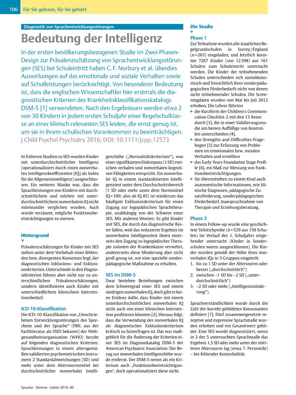 Vorschauseite 1: Diagnostik von Sprachentwicklungsstörungen? Bedeutung der Intelligenz