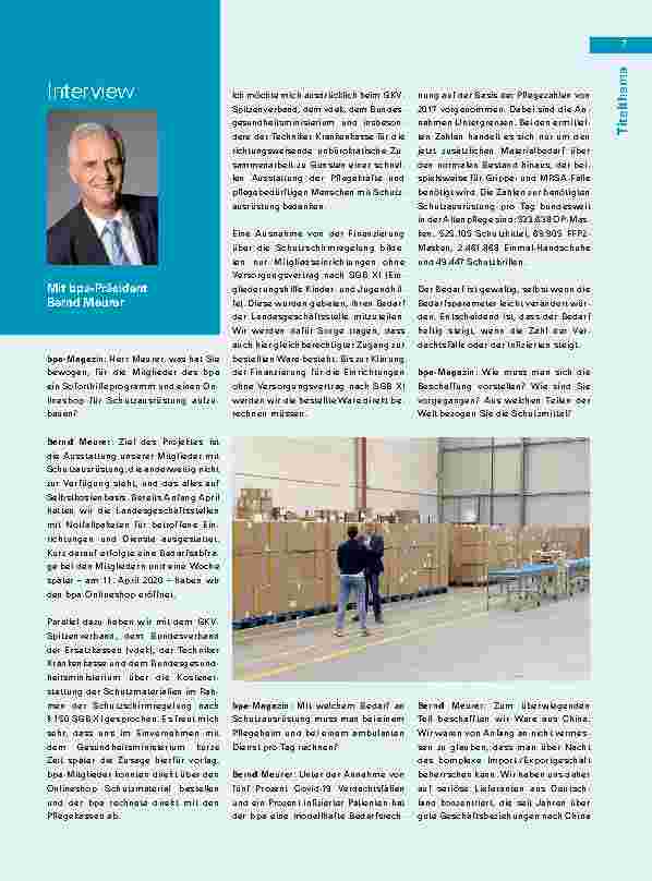 Vorschauseite 2: Corona-Pandemie: Das bpa-Soforthilfeprogramm für die Beschaffung von Schutzausrüstung und der bpa-Onlineshop