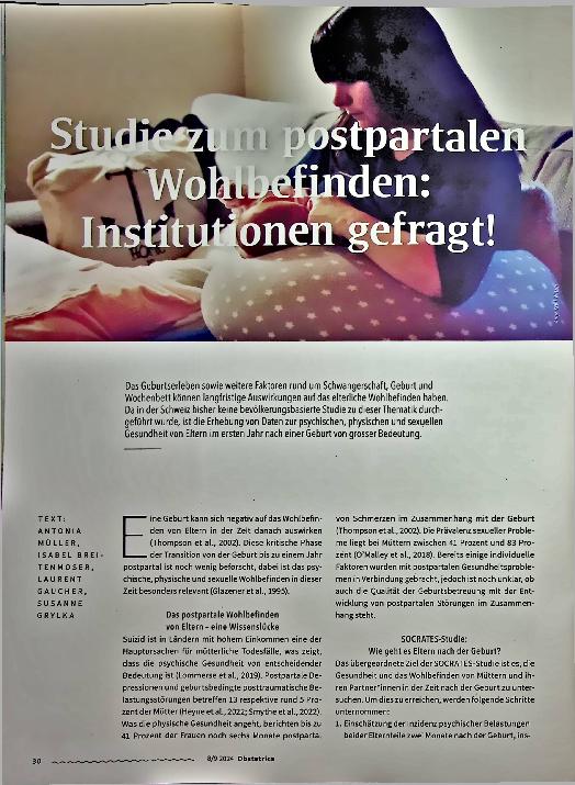 Vorschauseite 1: Studie zum postpartalen Wohlbefinden: Institutionen gefragt!