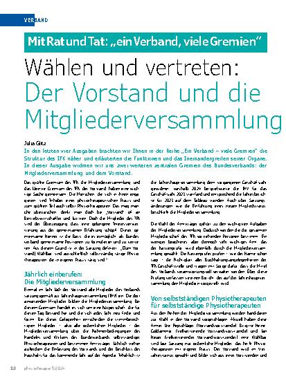 Vorschauseite 1: Wählen und vertreten: Der Vorstand und die Mitgliederversammlung
