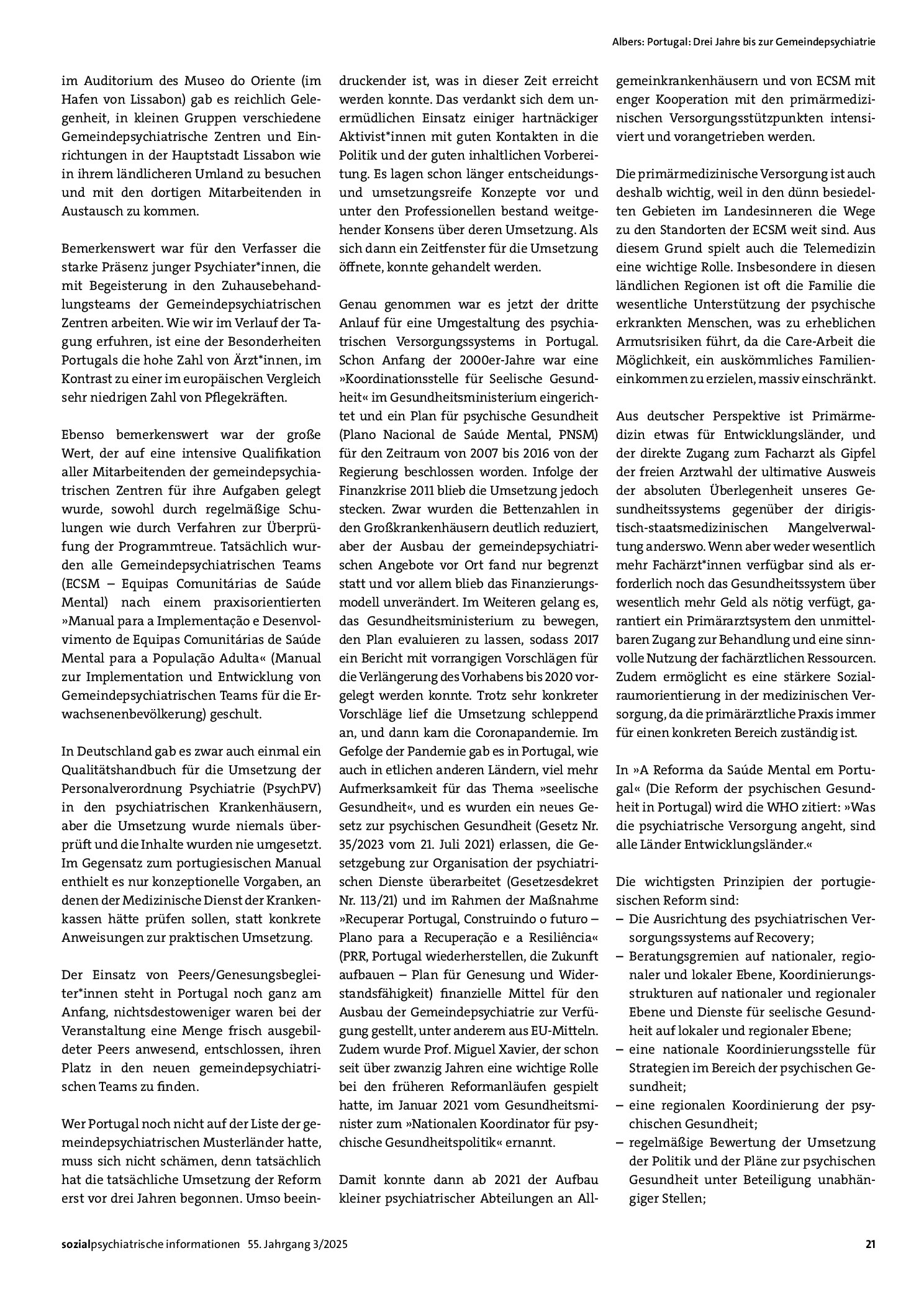 Vorschauseite 2: Portugal: Drei Jahre bis zur Gemeindepsychiatrie