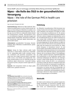 Vorschauseite 1: Mpox – die Rolle des ÖGD in der gesundheitlichen Versorgung