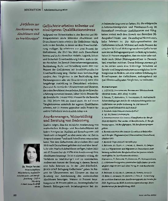 Vorschauseite 3: Mehr Bildung, mehr Integration: Geflüchtete auf dem Arbeitsmarkt
