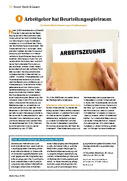 Vorschauseite 1: Arbeitgeber hat Beurteilungsspielraum Durchschnittliche Bewertung im Arbeitszeugnis
