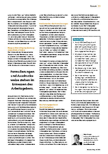 Vorschauseite 2: Arbeitgeber hat Beurteilungsspielraum Durchschnittliche Bewertung im Arbeitszeugnis