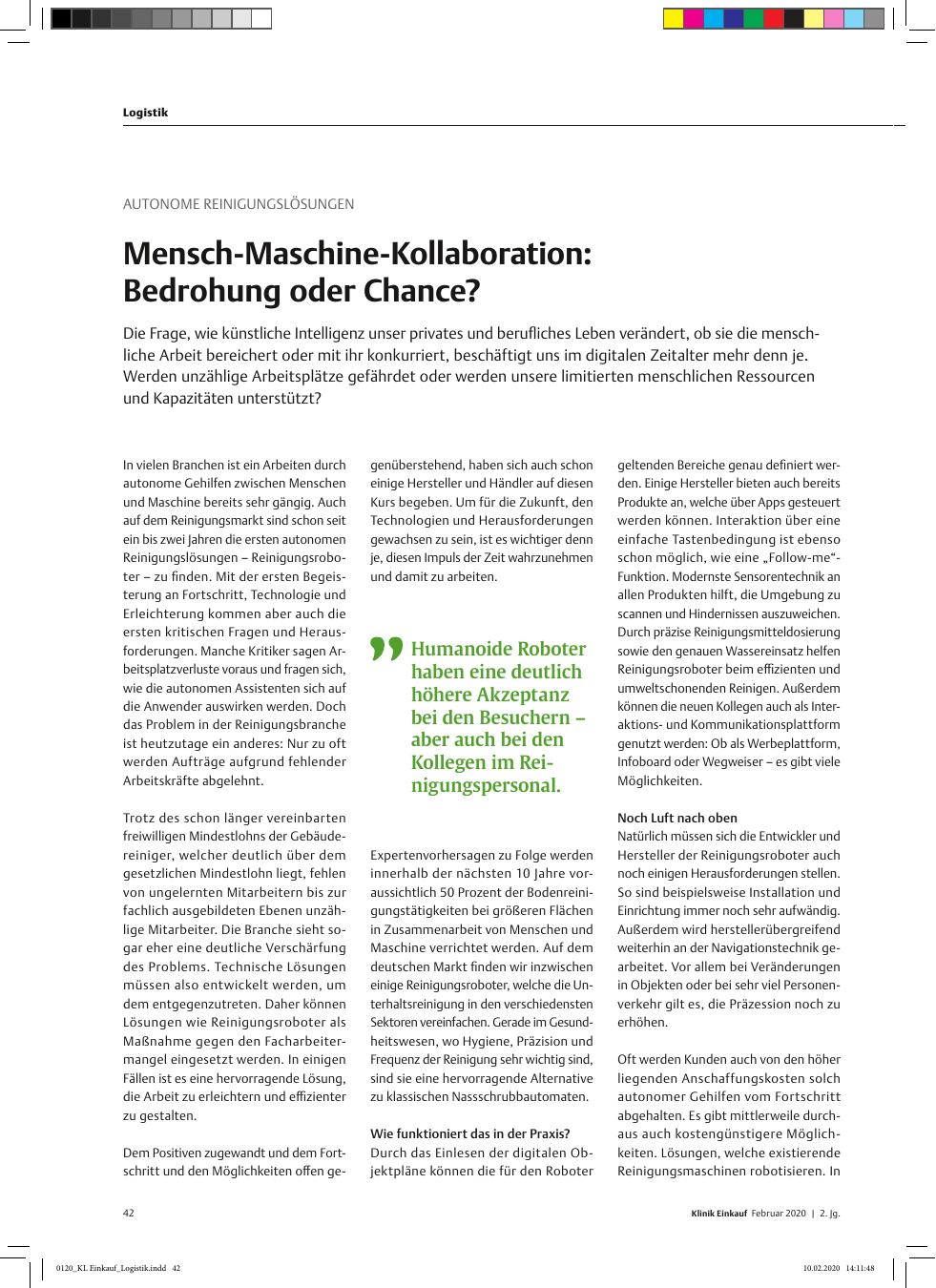 Vorschauseite 1: Autonome Reinigungslösungen: Mensch-Maschine-Kollaboration: Bedrohung oder Chance?