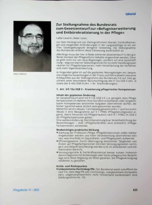 Vorschauseite 1: Zur Stellungnahme des Bundesrats zum Gesetzentwurf zur »Befugniserweiterung und Entbürokratisierung in der Pflege«