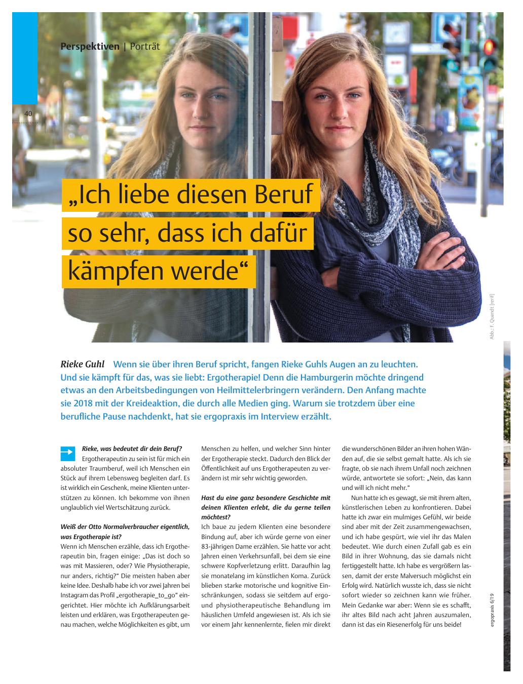 Vorschauseite 1: ?Ich liebe diesen Beruf so sehr, dass ich dafür kämpfen werde? ? Rieke Guhl