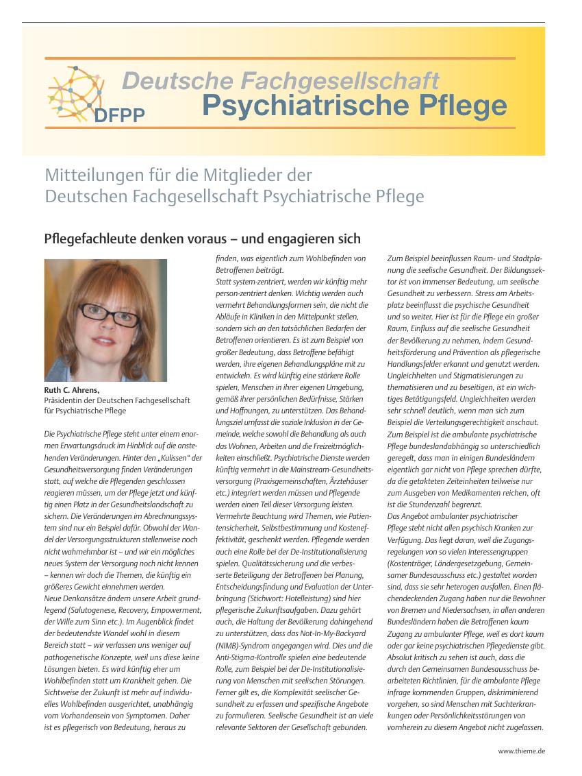 Vorschauseite 1: Deutsche Fachgesellschaft Psychiatrische Pflege